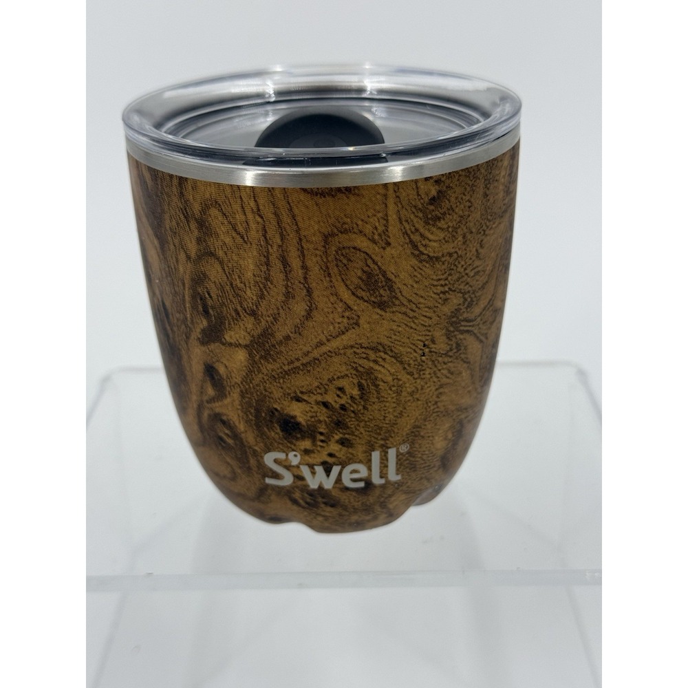 SWELL Tumbler Cup 10oz Teakwood* Design Insulated Stainless Steel w/ Lid Tumbler